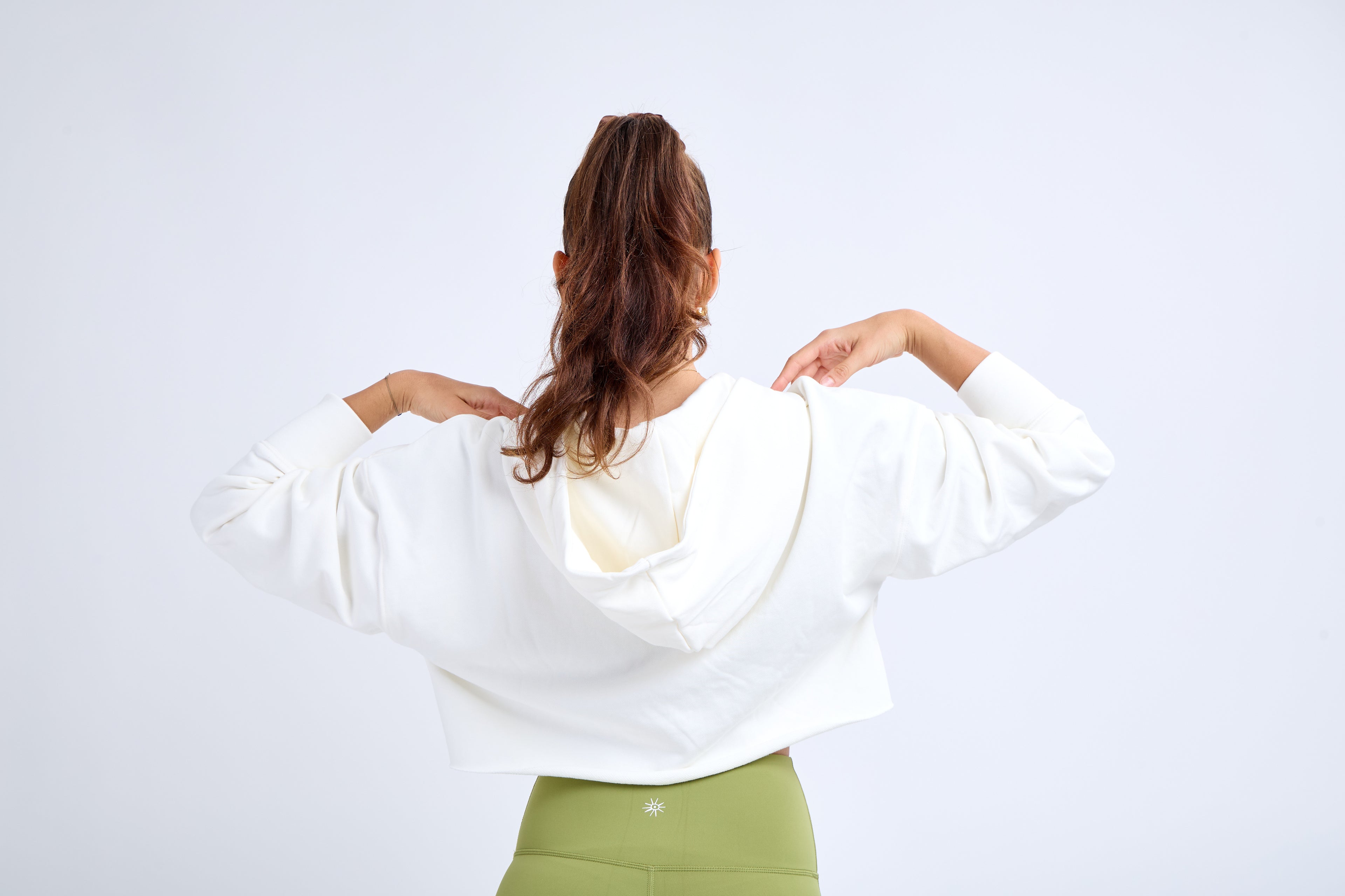 Relaxed Hoodie With Lace-Up Detail in Ivory