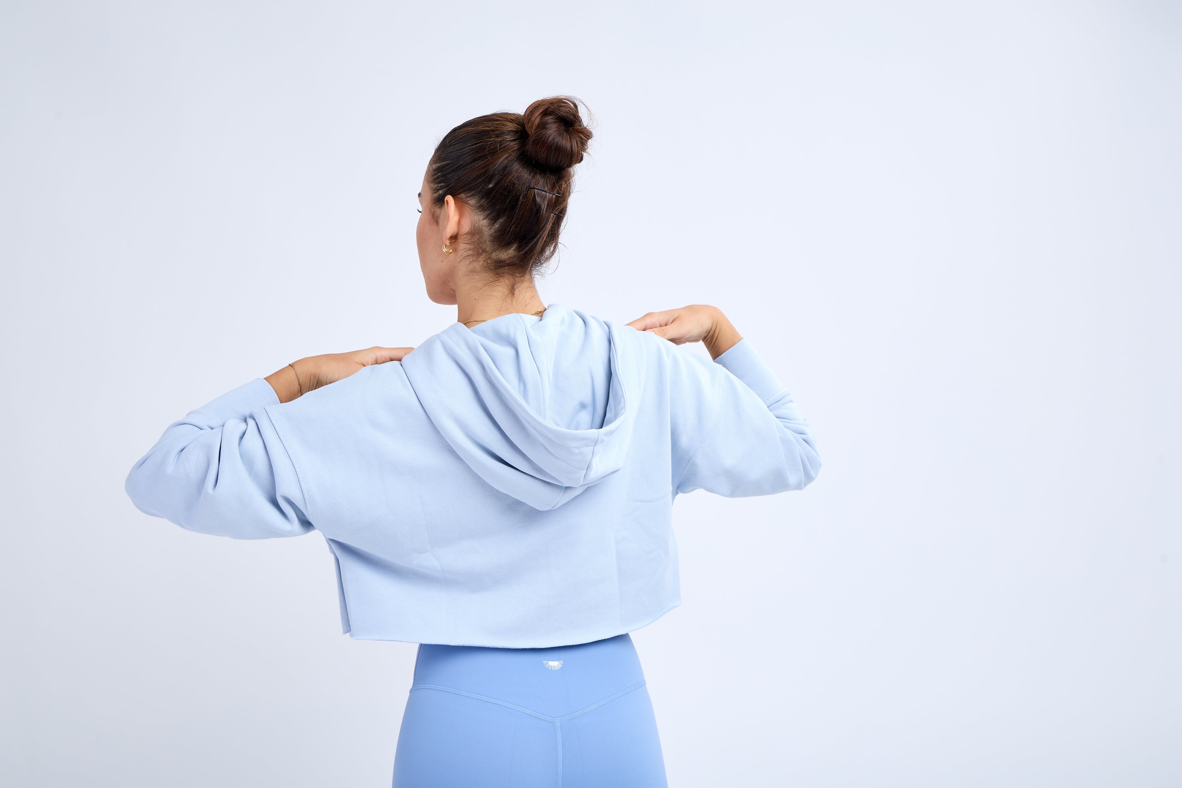 Relaxed Hoodie With Lace-Up Detail in Azure Blue