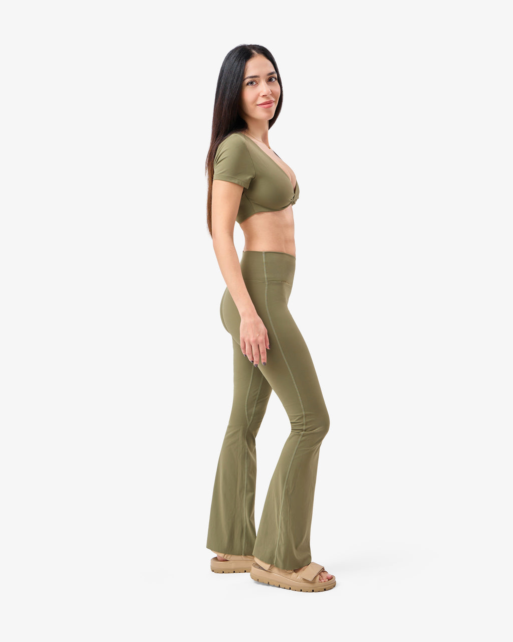 Flared Leggings in Military | WRB05-WRL05-Military_3.jpg