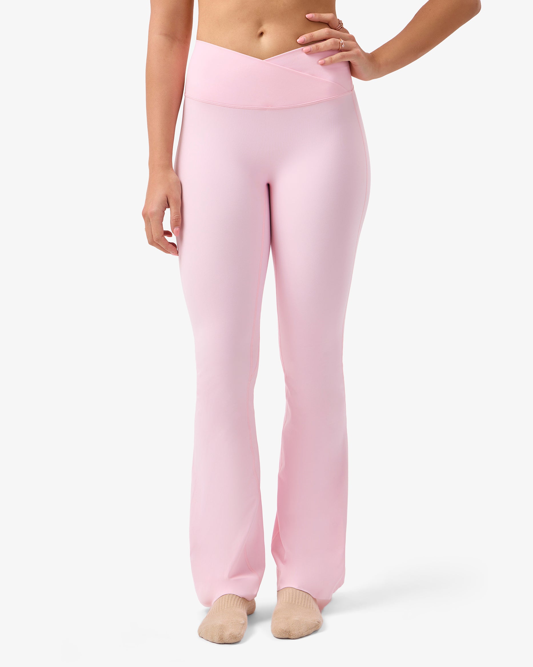 Flared Leggings in Bubble Pink