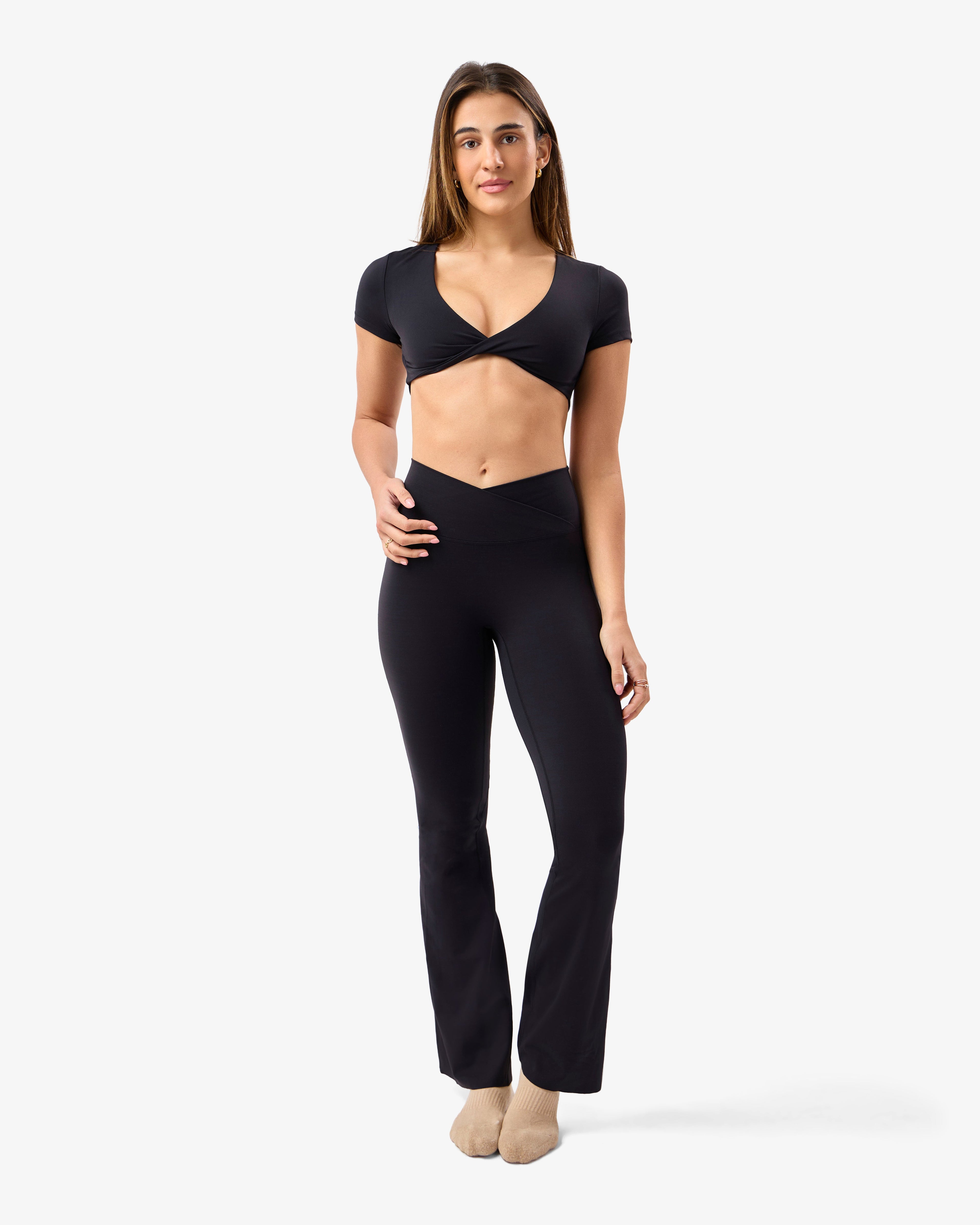 Flared Leggings in Black | WRB07-WRL07-Black_0.jpg