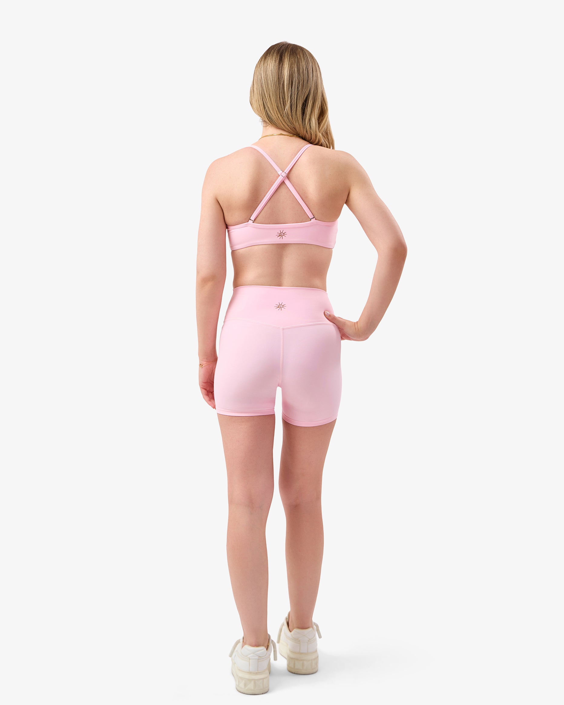 Criss Cross Sports Bra in Bubble Pink