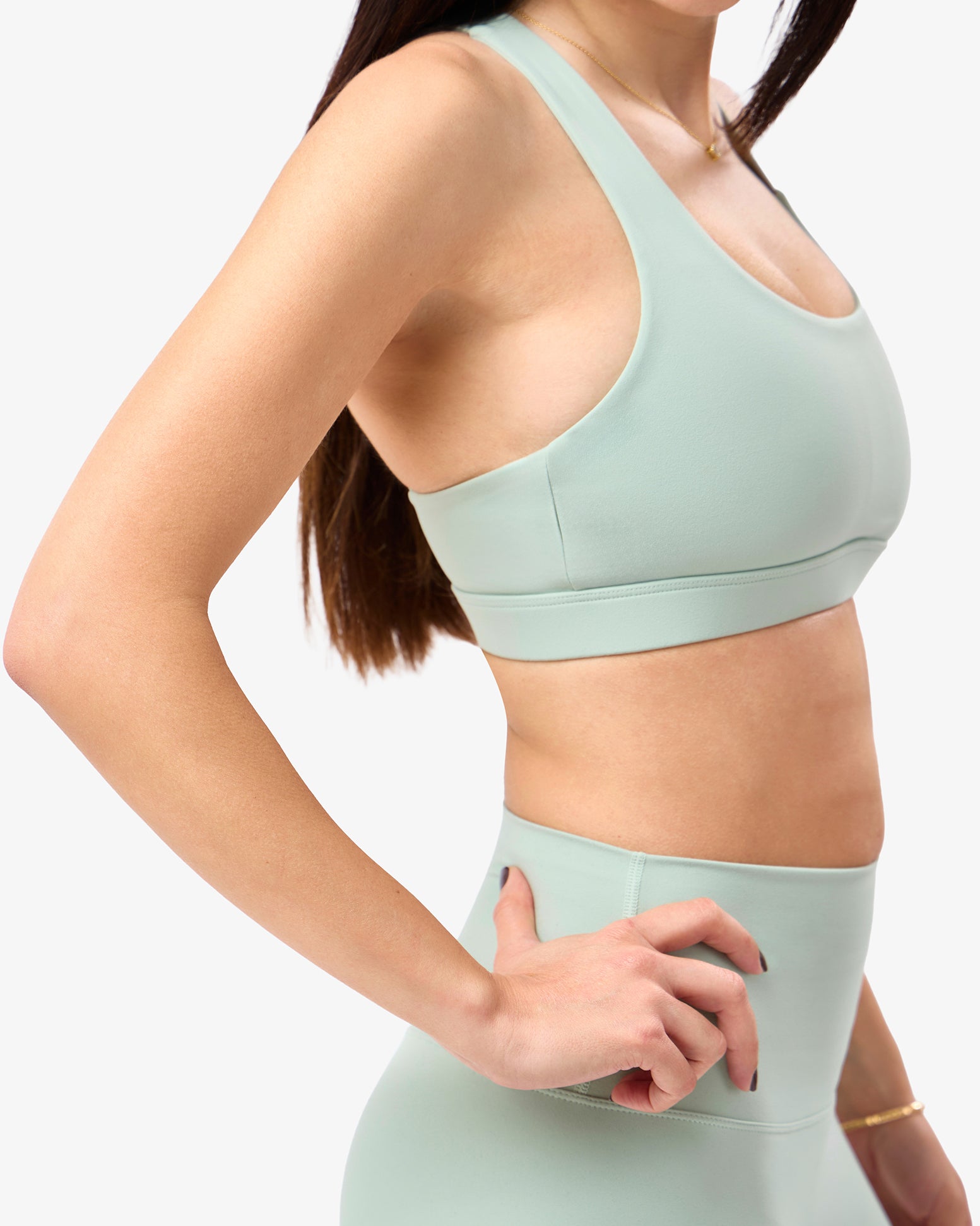 Brushed Sports Bra in Mint Green
