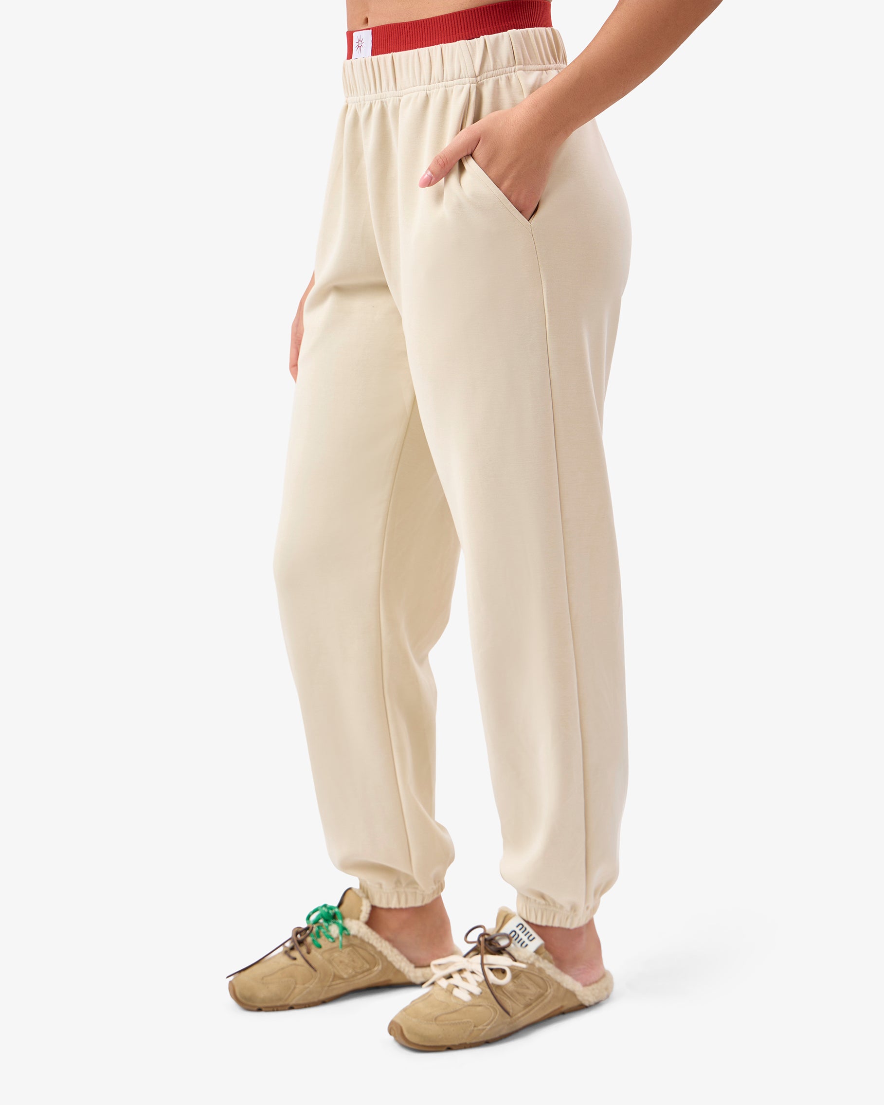 Brushed Modal Joggers in Ivory
