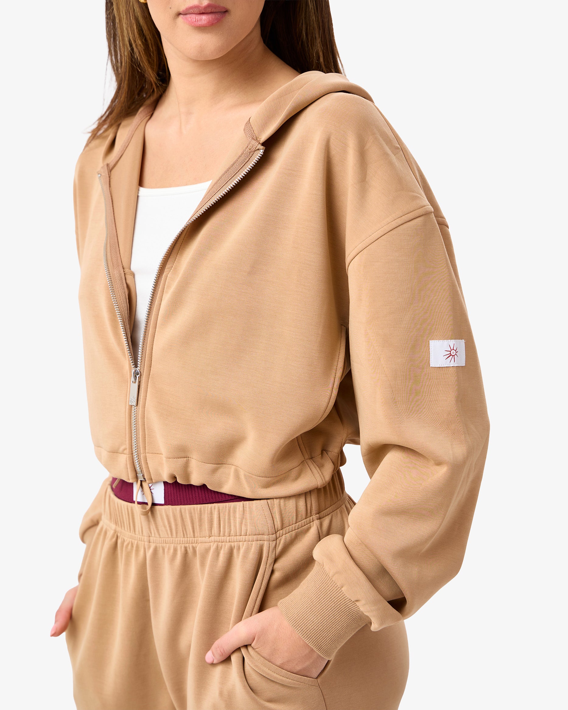 Brushed Modal Zipup in Camel