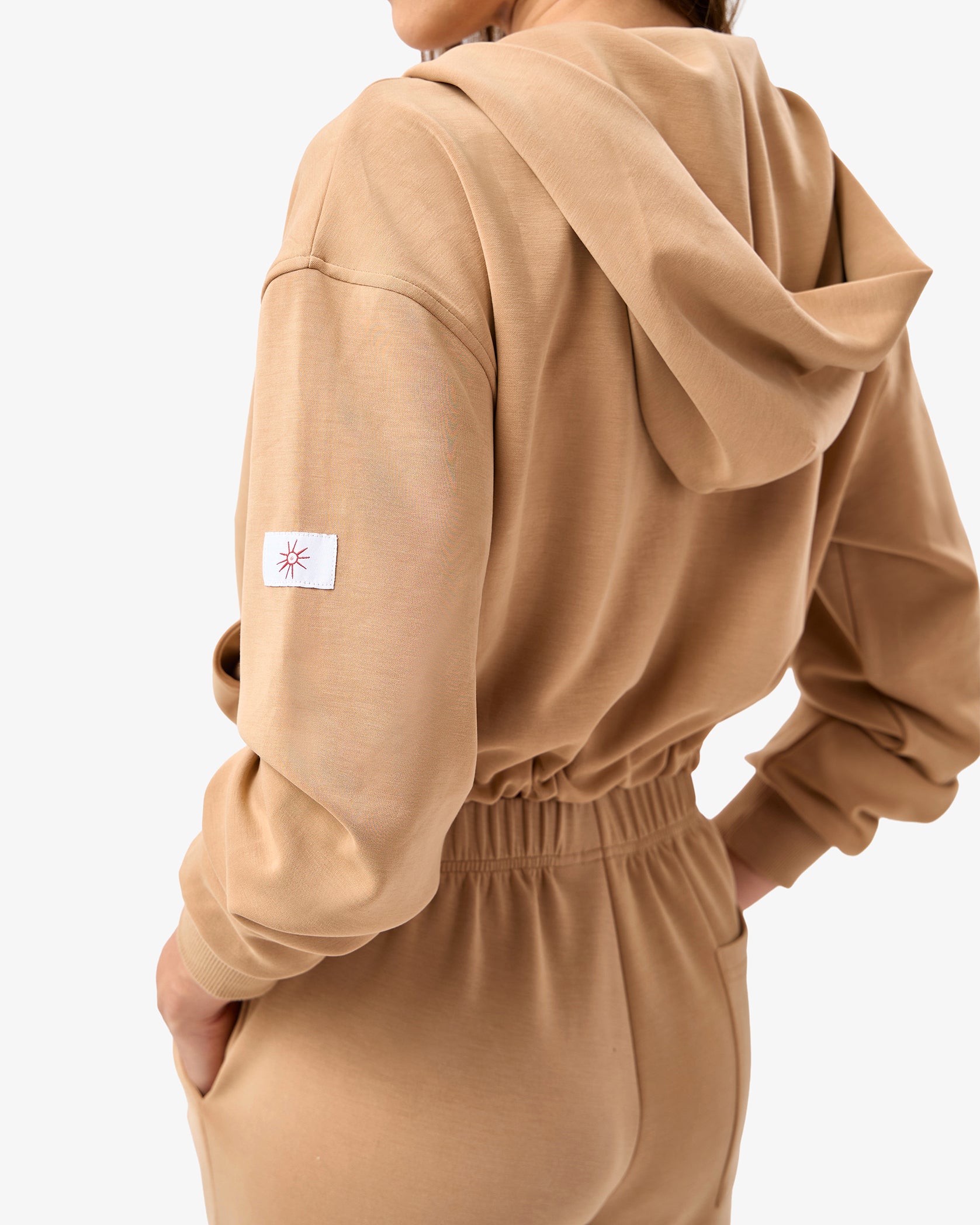 Brushed Modal Zipup in Camel