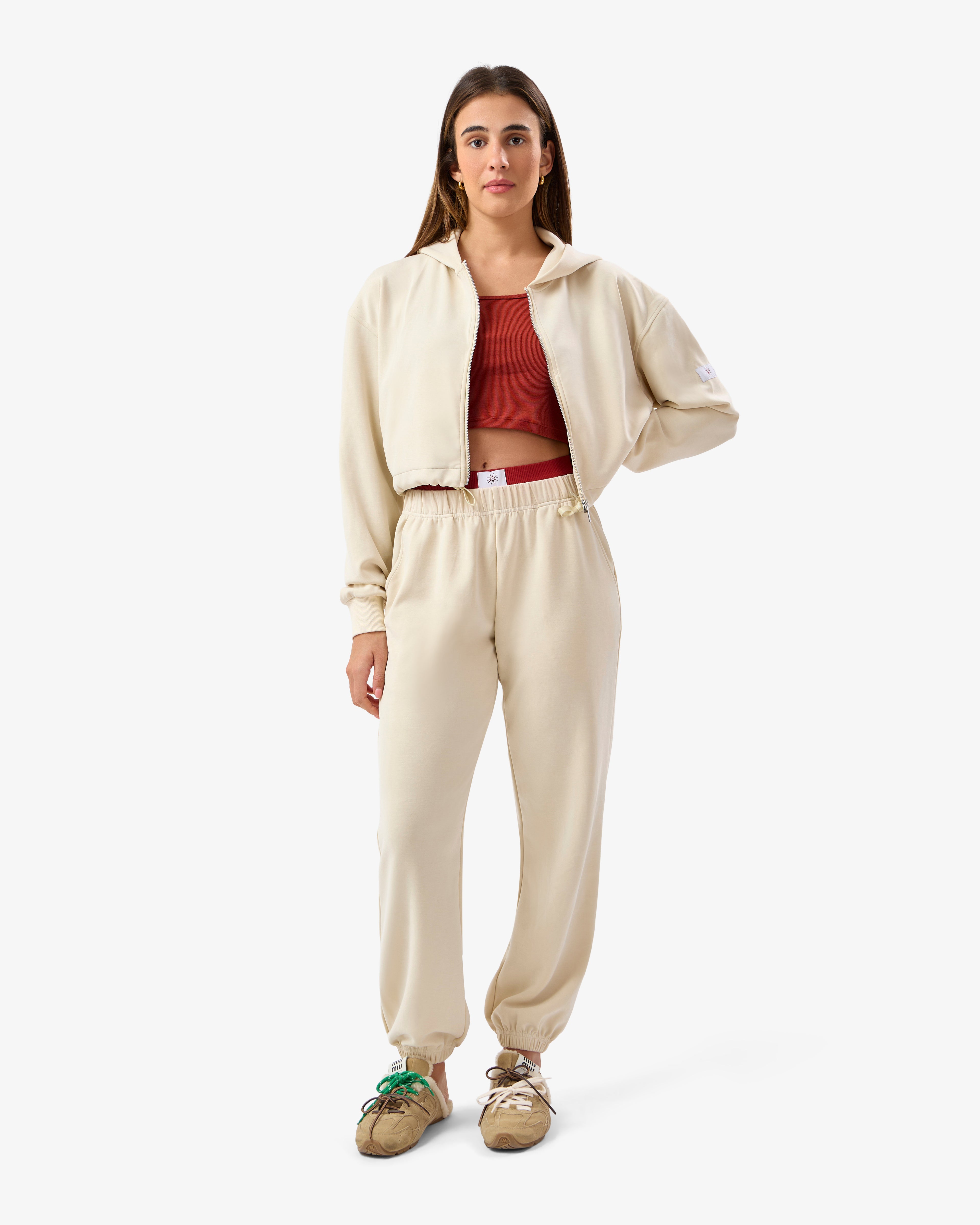 Brushed Modal Joggers in Ivory