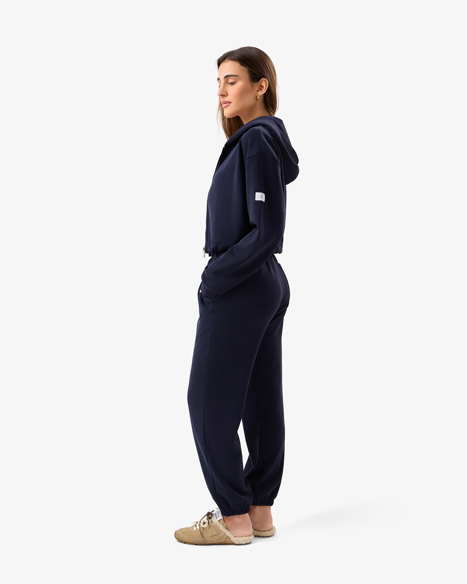 Brushed Modal Zipup in Midnight Blue