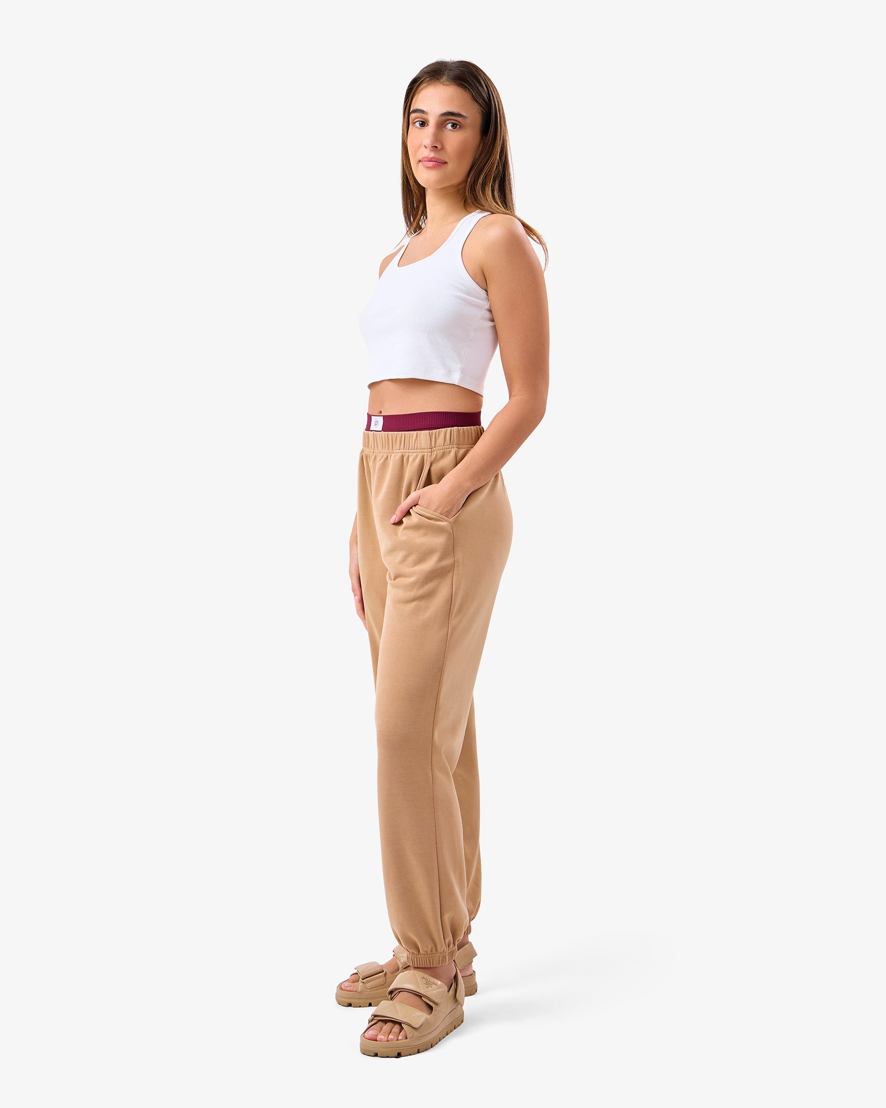 Brushed Modal Joggers in Camel | WRT03-White-WRJ01-Camel_0.jpg