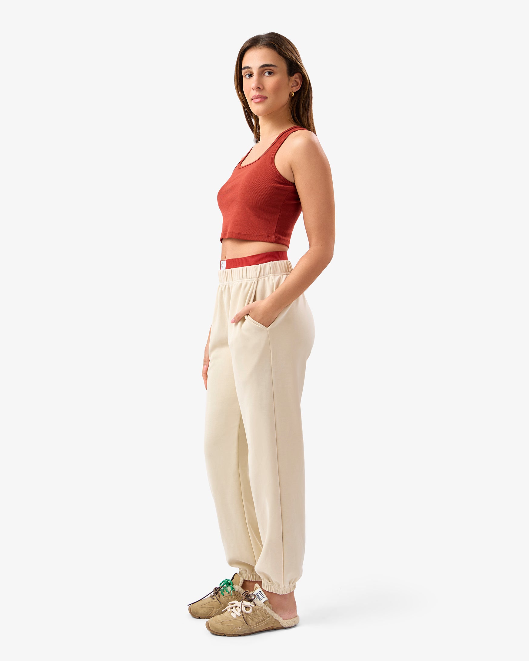 Brushed Modal Joggers in Ivory
