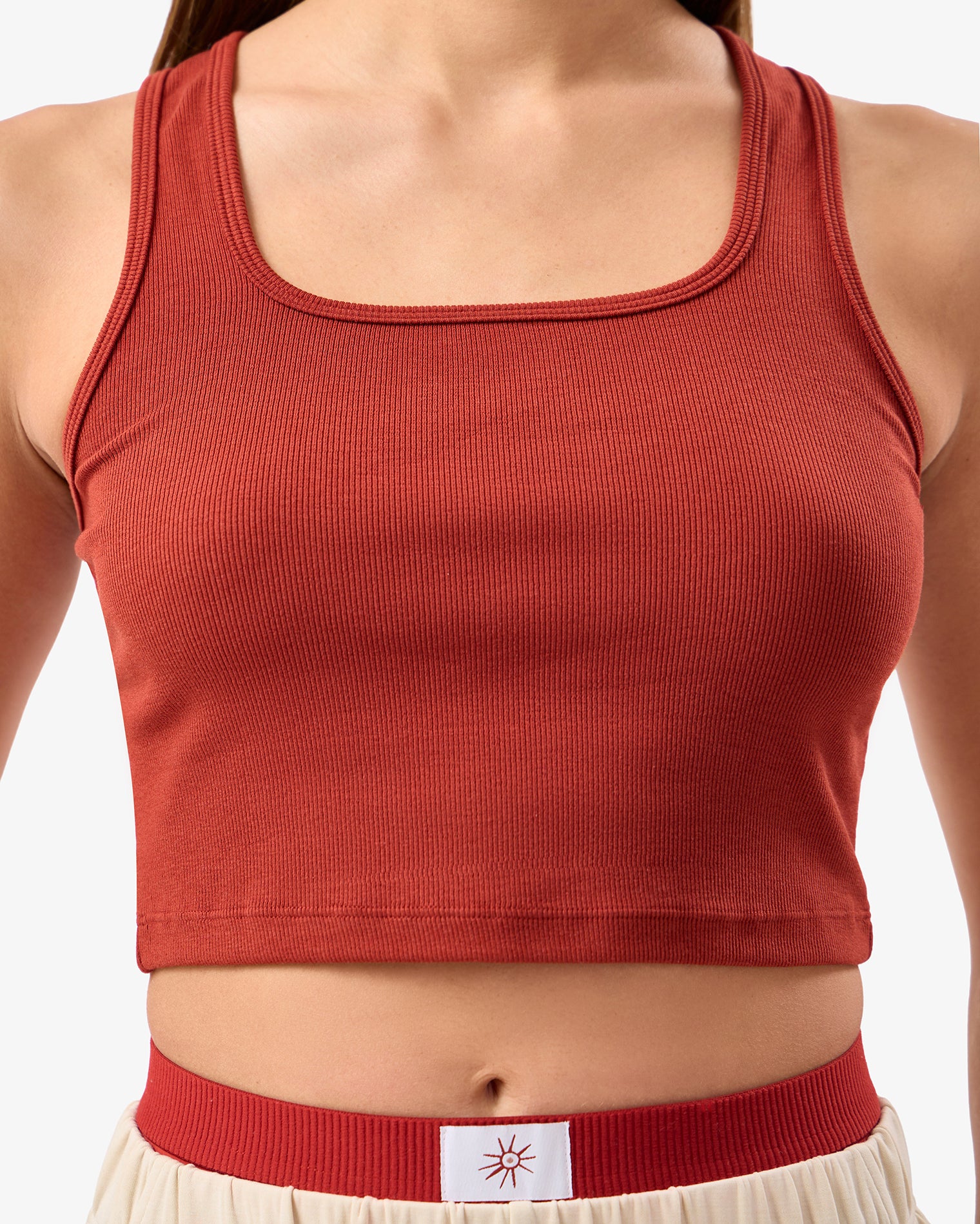 Ribbed Cotton Tank in Terracota