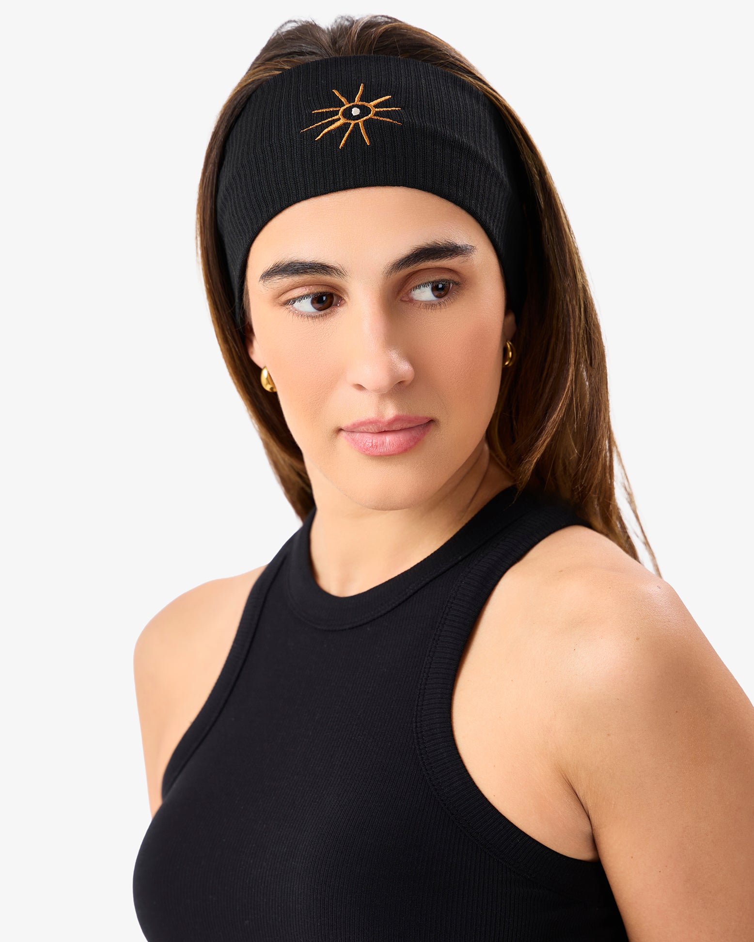 Ribbed Tank Top with Built-In Bra in Black