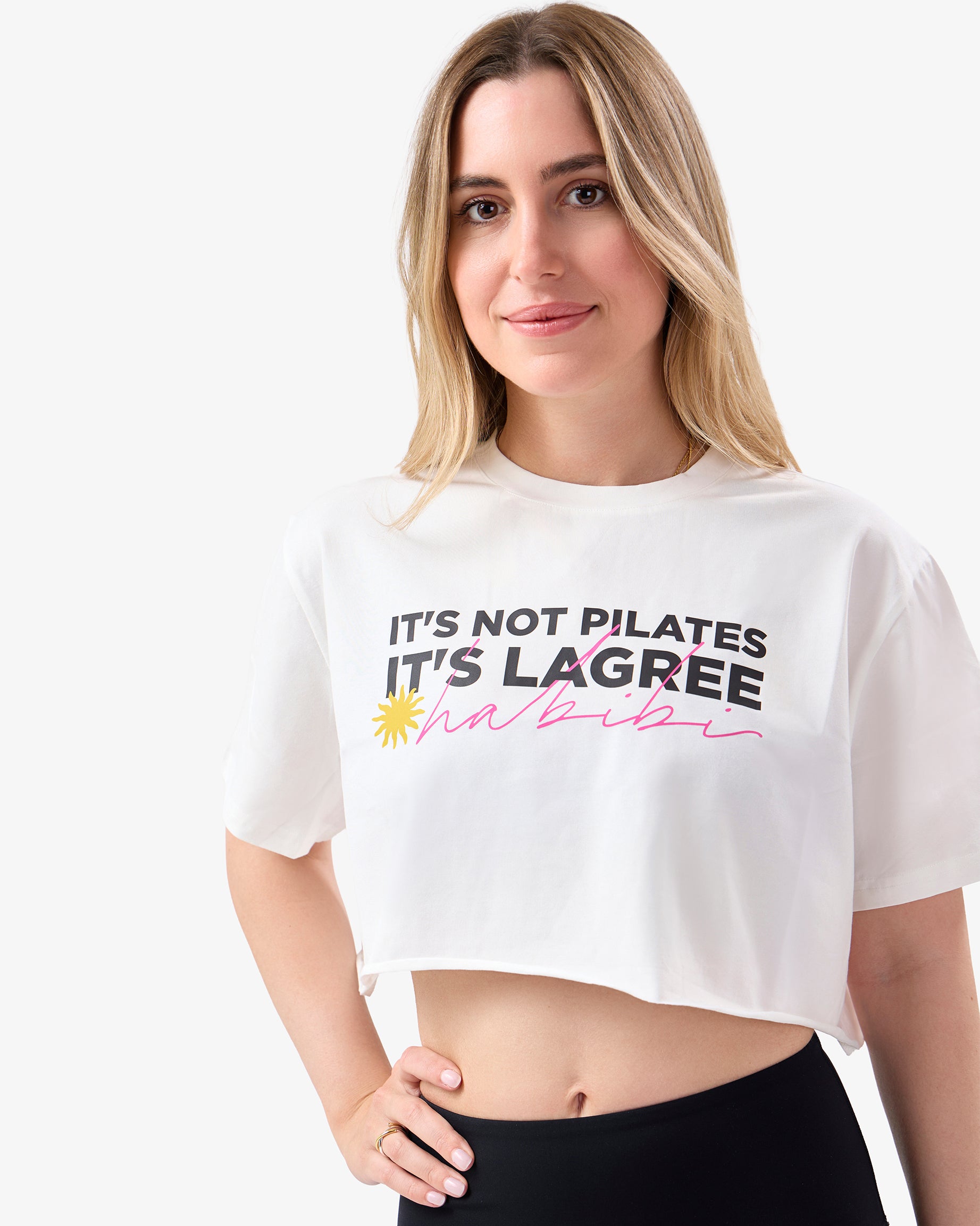 Lagree UAE NOT Pilates Cropped Tee in White