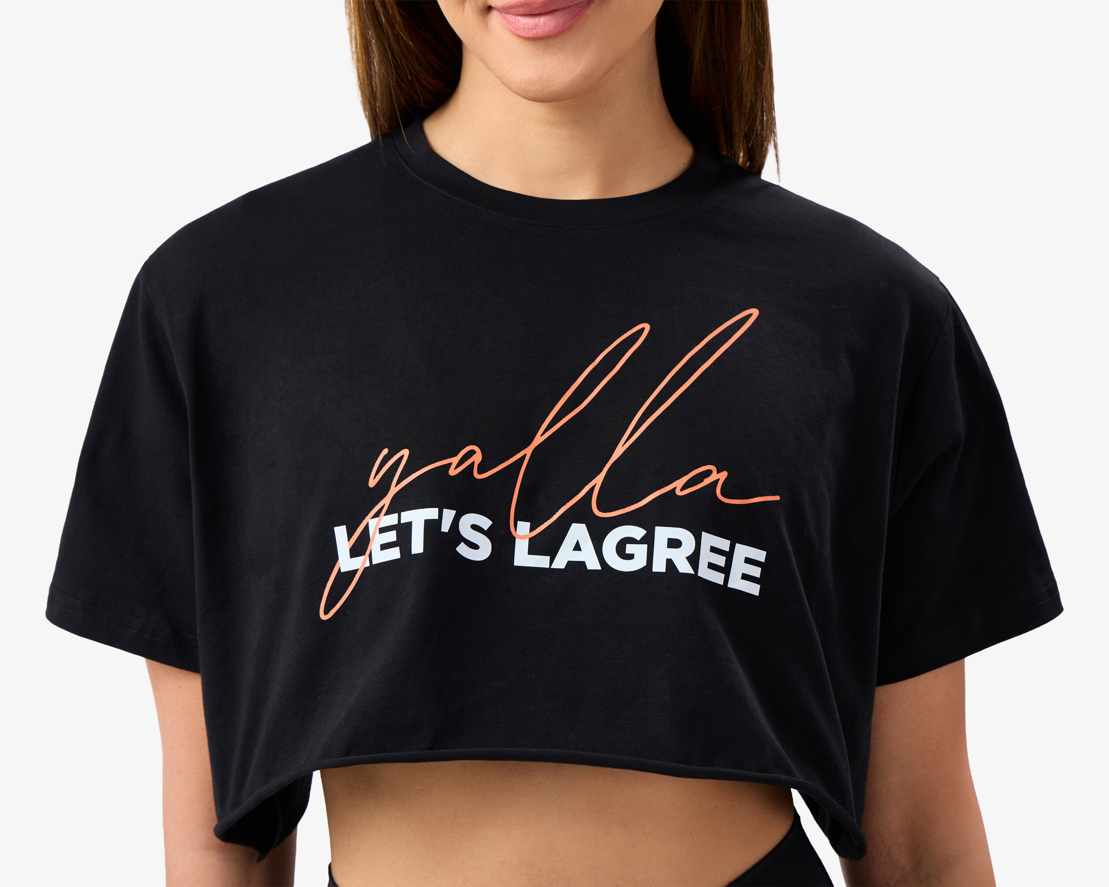 Lagree UAE Yalla Cropped Tee in Black
